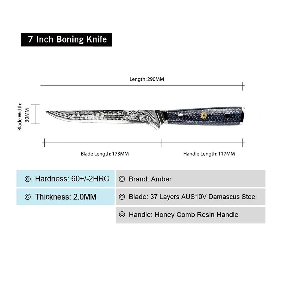 Damaškový kuchynský nôž Yurei-Chef/Modrá 1 ks Chef, 347 mm