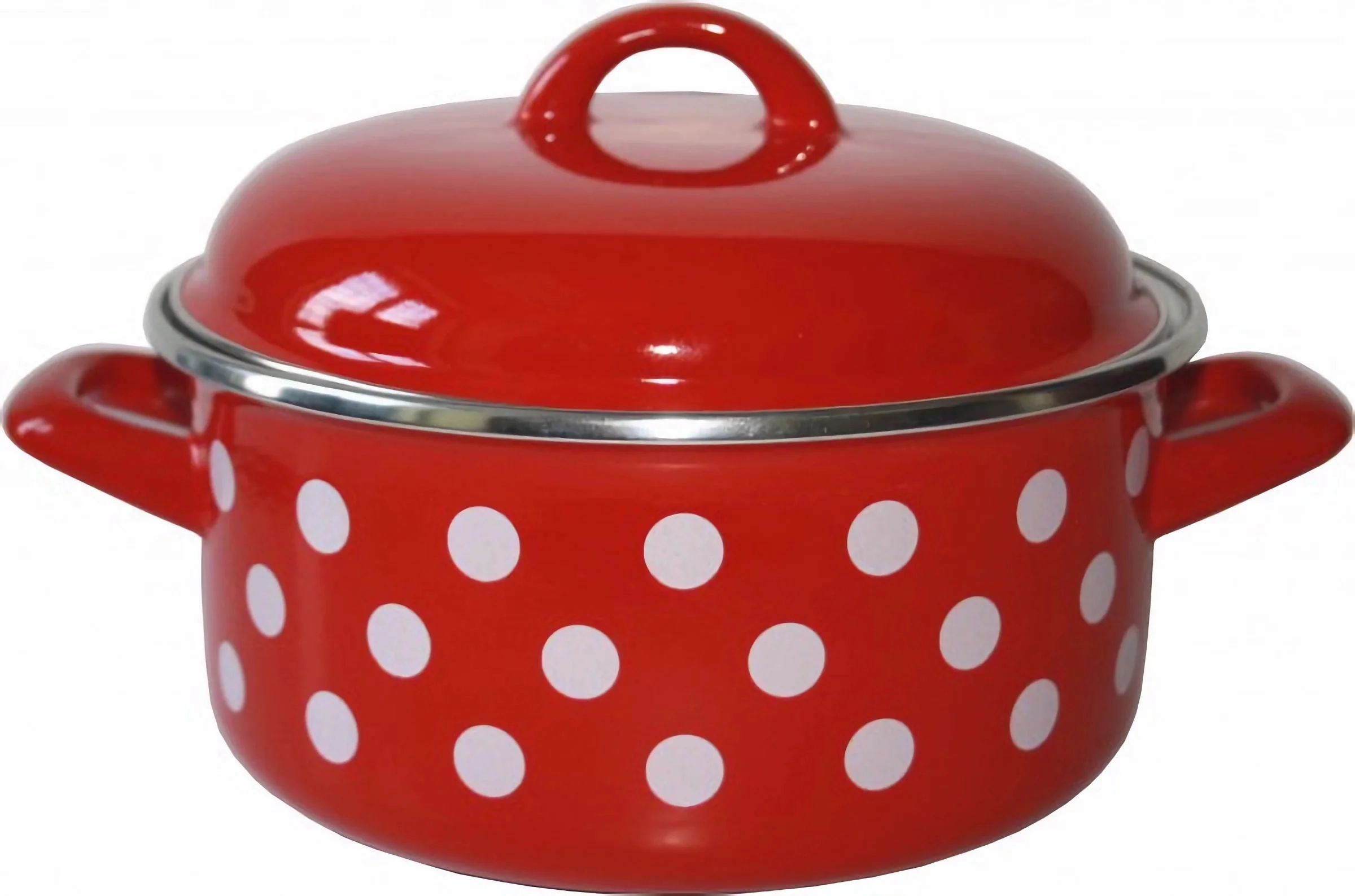 Nízky hrniec s pokrievkou červený bodkovaný 24 cm 4,75 l METALAC