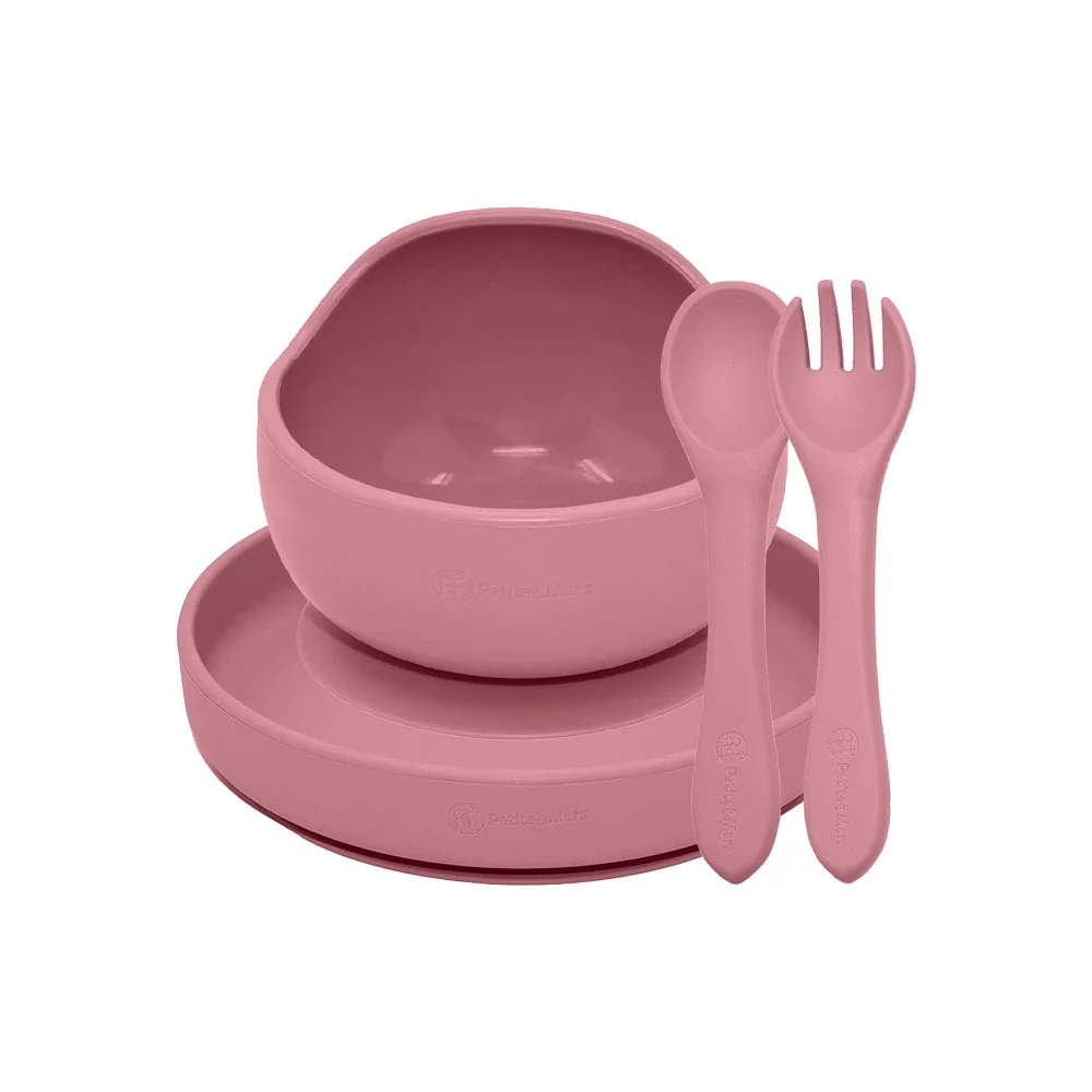 Set jedálenský silikónový TAKE&MATCH 3 ks Dusty Rose 6m+