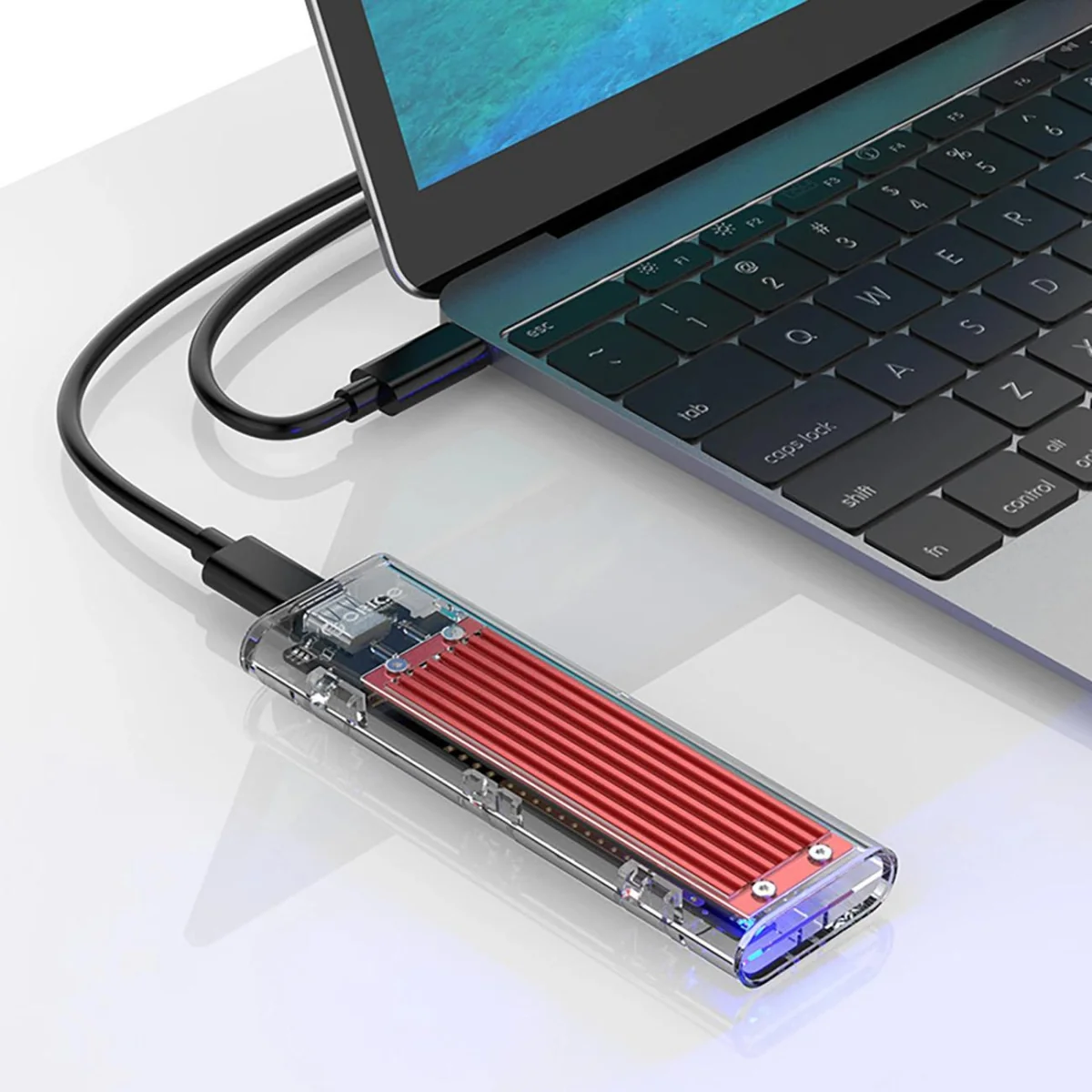 Orico TCM2-C3 externý box pre M.2 NVMe SSD USB-C, červený