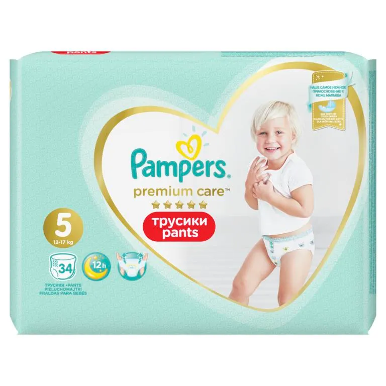 Pampers premium care Pants S5 34ks (12-17kg) 1×34 ks, plienky