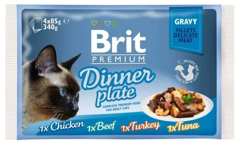 Brit Premium Cat Delicate Fillets In Gravy Dinner Plate 340g (4×85g) 4×85 g