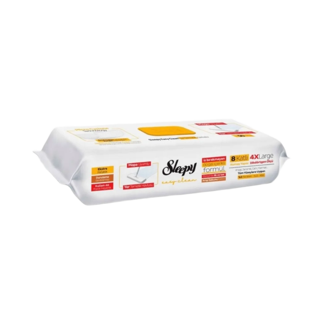 Sleepy Easy Clean vlhčené utierky na čistenie podláh na mop 4XL mix eukalyptus, biele mydlo, bieliaci účinok 150 ks (3x50 ks)