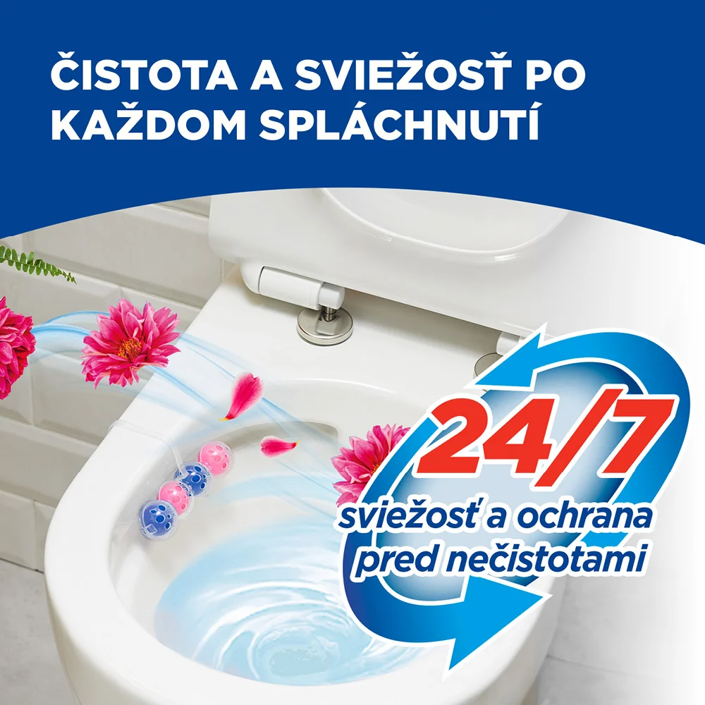 Bref Power Aktiv tuhý WC blok Flower 4×50 g, WC blok