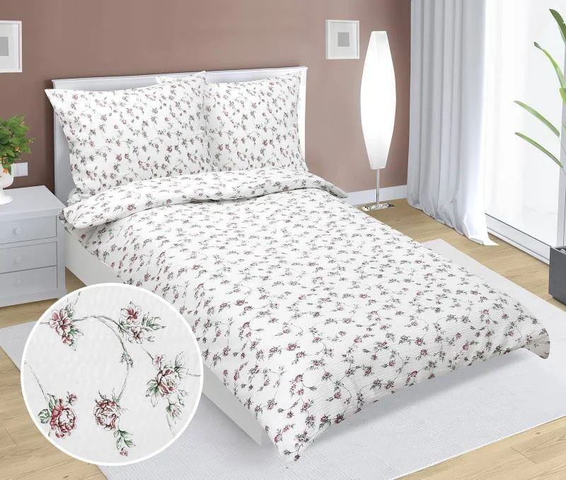 Obliečky krep 80/225 popínavá ruža 140x200, 70x90 1×1 ks, obliečky