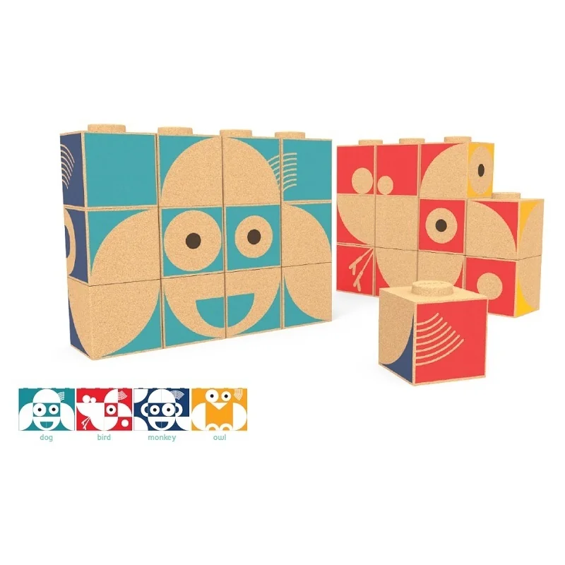 Elou Ekologické korkové puzzle kocky 12 ks