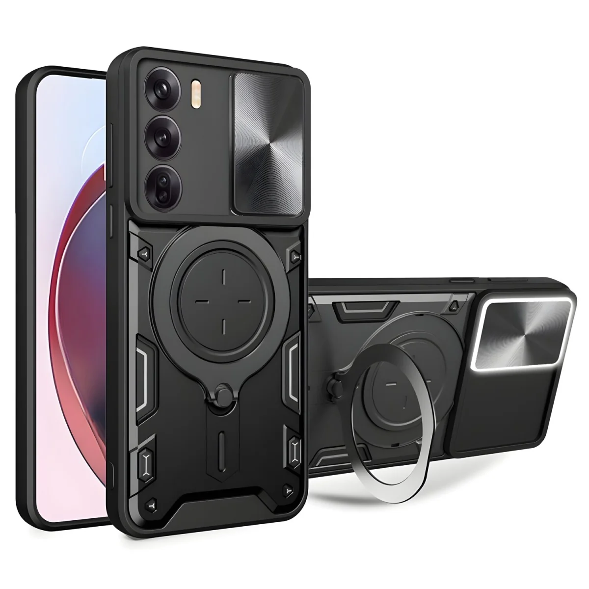 Ochranný obal pre Oppo Reno12 Nárazuvzdorný obal, otočný krúžok