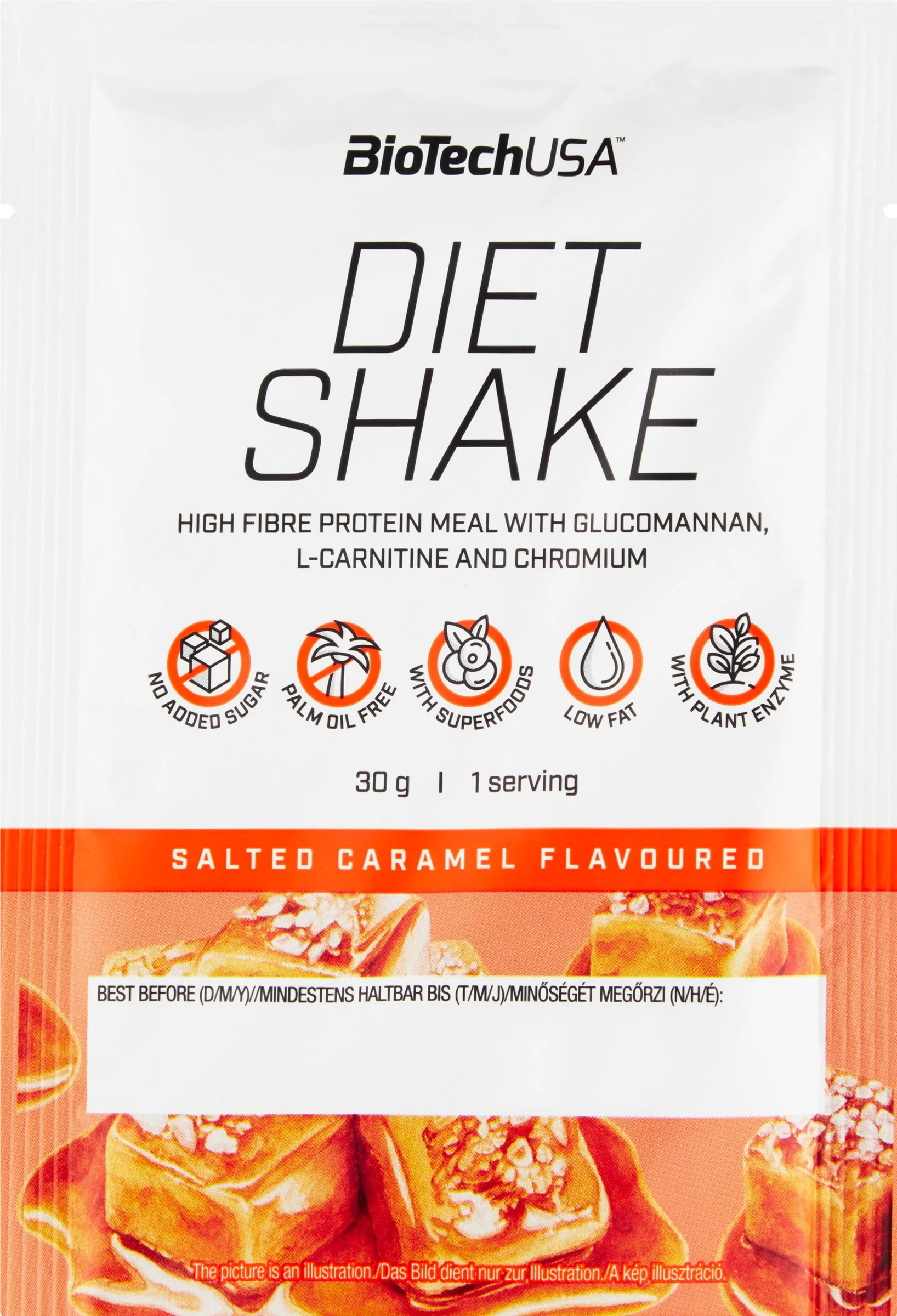 BioTechUSA DIET SHAKE slaný karamel 30 g 1×30 g, srvátkový nápoj v prášku