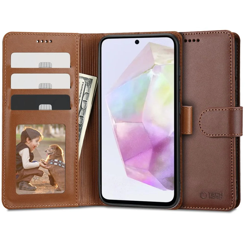 Tech-Protect Wallet knižkové puzdro na Samsung Galaxy A35 5G, hnedé 