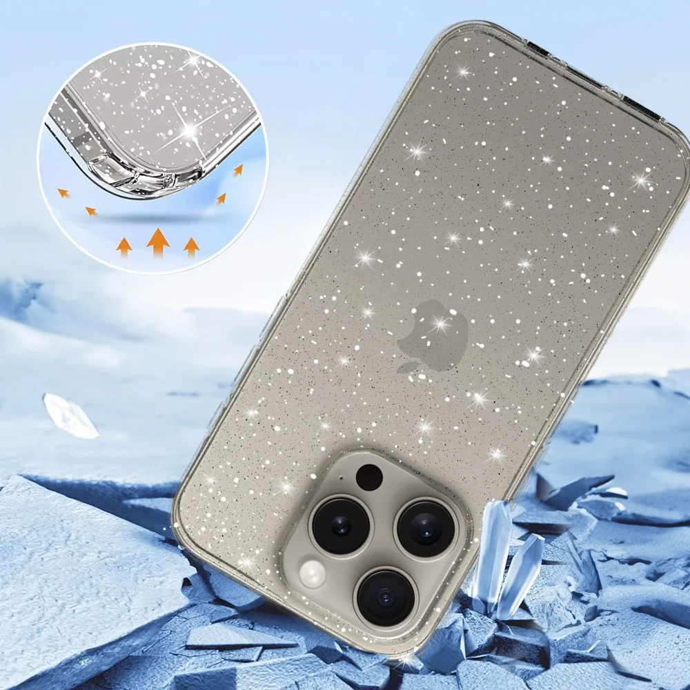 MG Crystal Glitter kryt na iPhone 16, strieborný