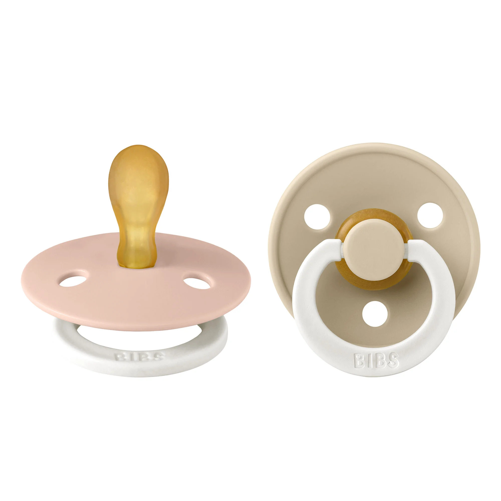 BIBS Colour symetrické cumlíky z prírodného kaučuku 2 ks - veľkosť 1 Blush Nočný / Vanilla Nočný