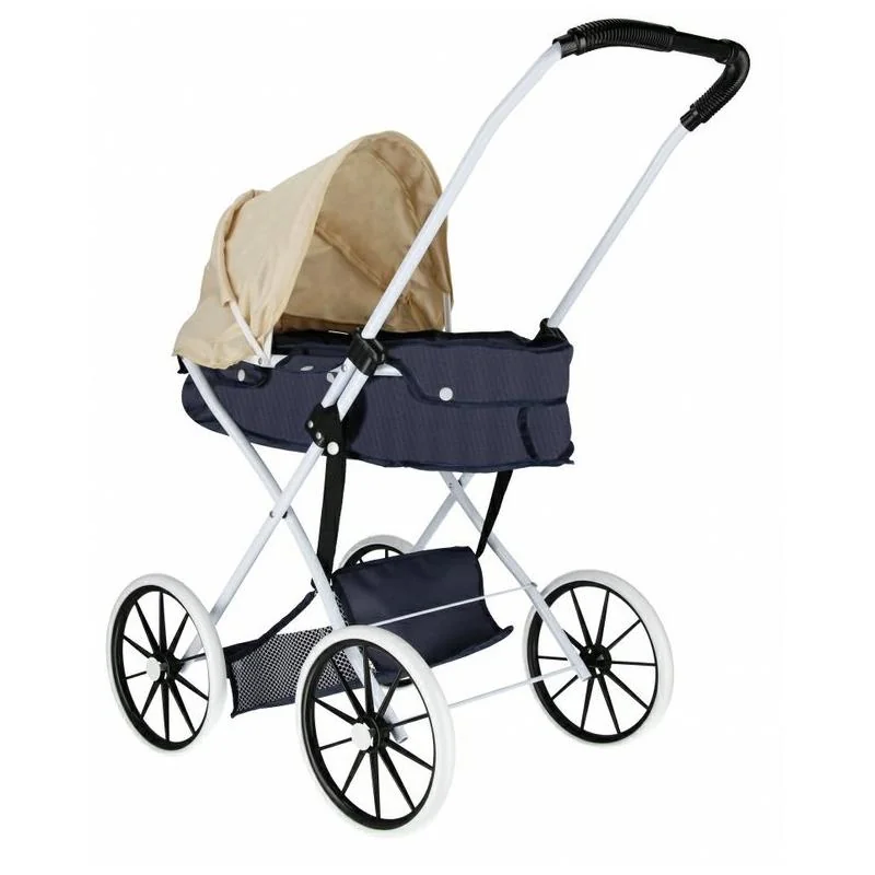 Modrý kočík pre bábiky kovový rám 72cm