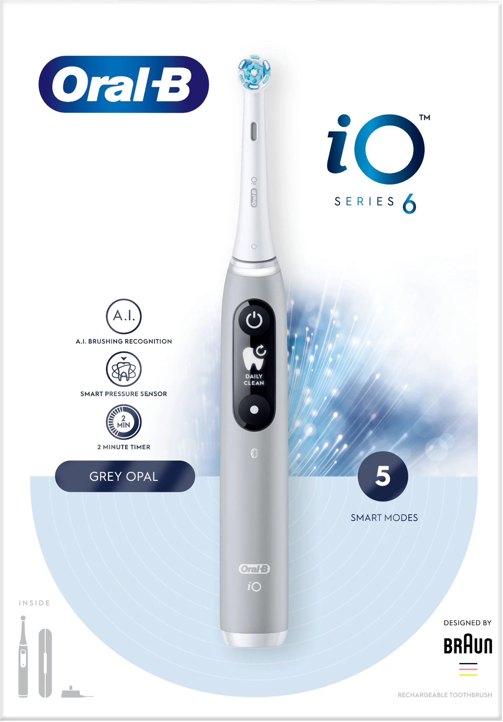 Oral-B iO Series 6 elektrická zubná kefka + cestovné puzdro, sivá 1 set