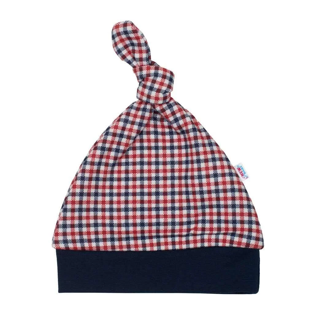 Dojčenská bavlnená čiapočka  Checkered, vel. 74 (6-9m) 