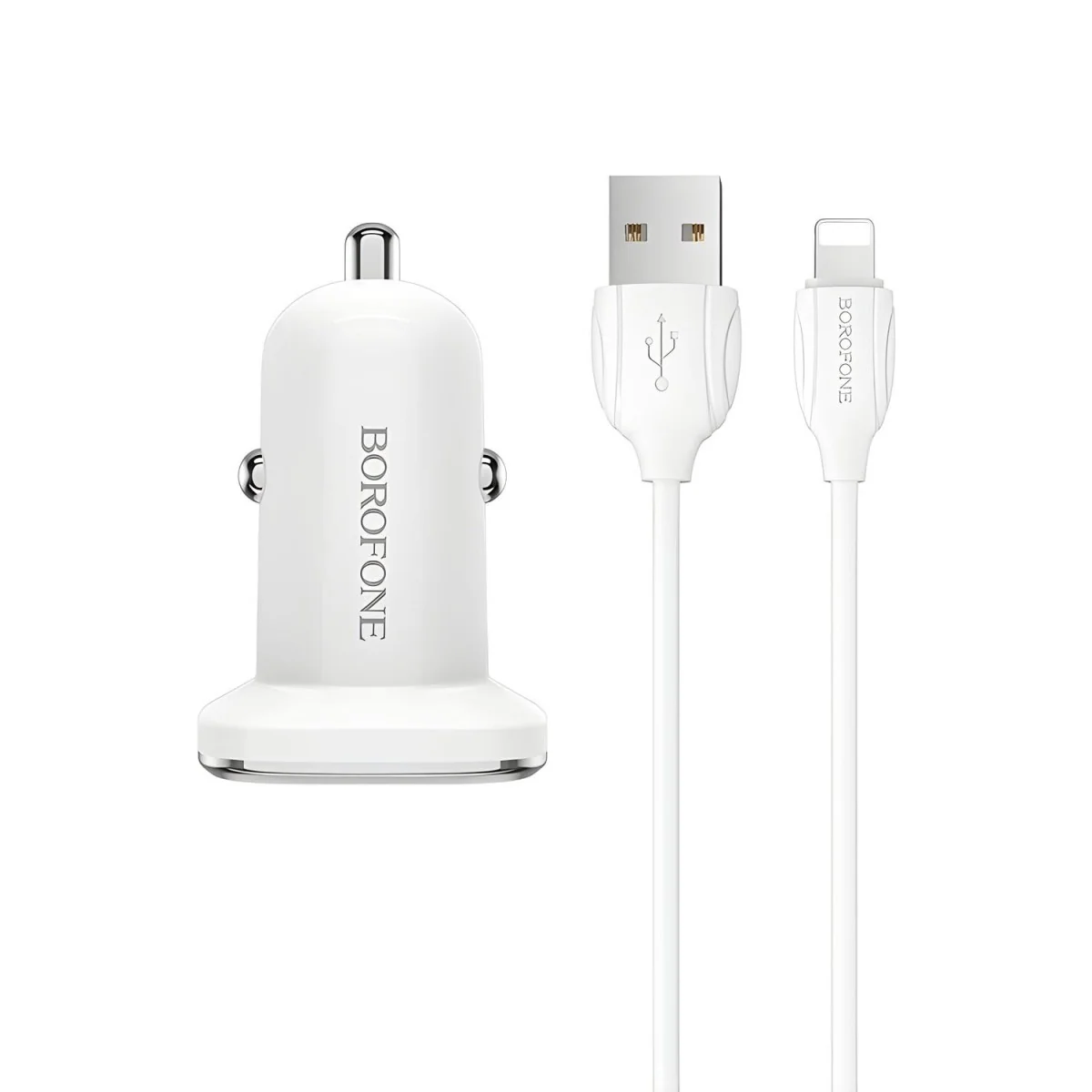 Autonabíjačka s káblom - 2x USB - Biela