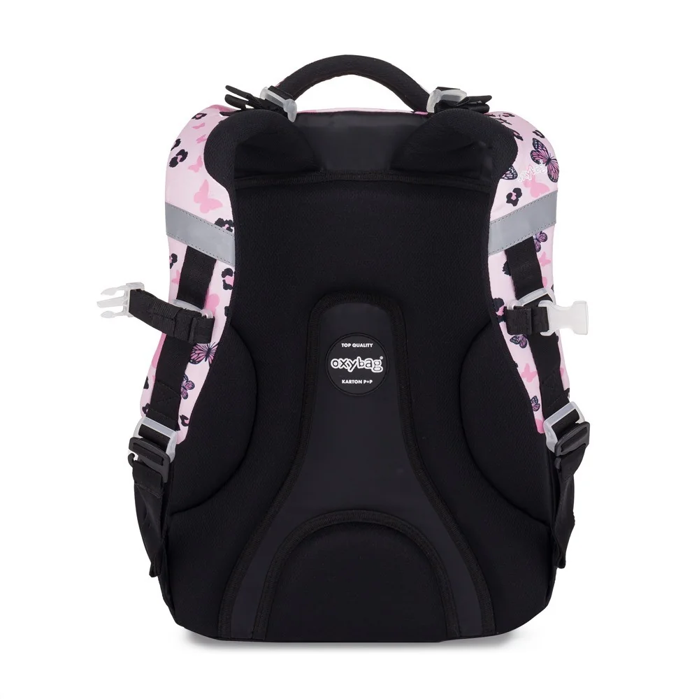 Školský batoh OXY NEXT Butterfly pink ružový, ergonomický