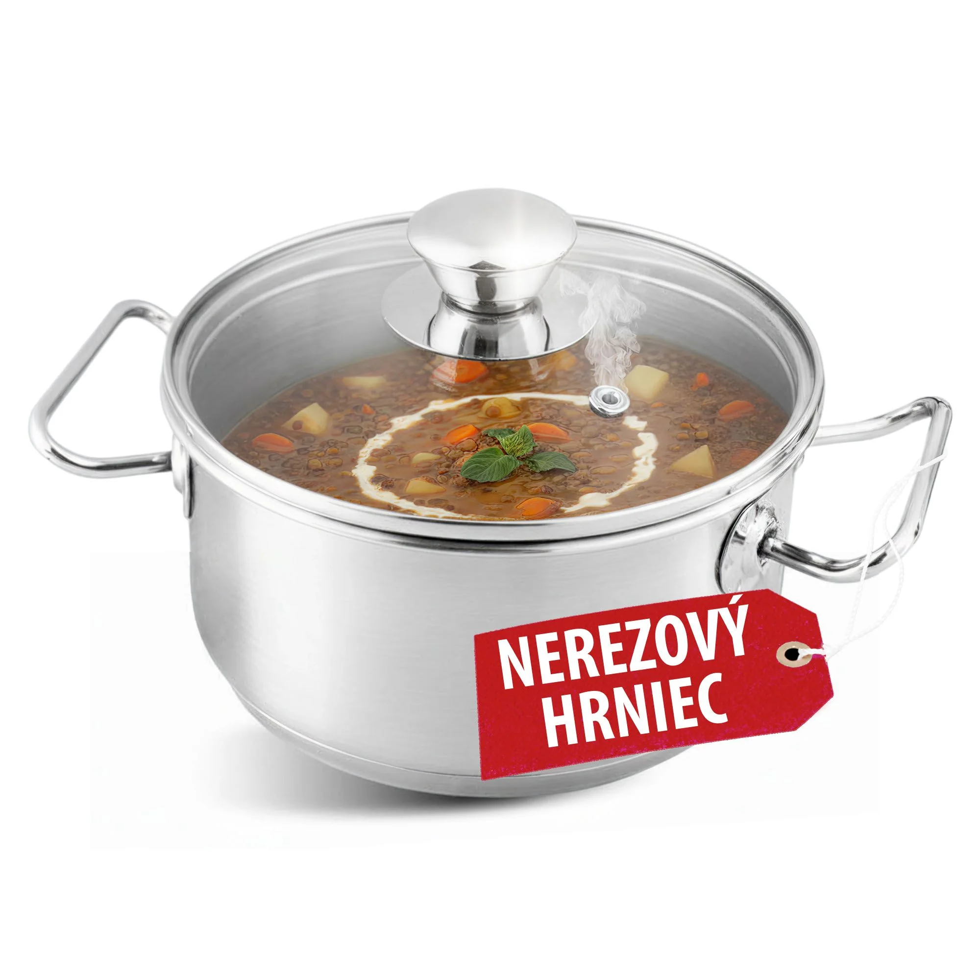 MagicHome kastról Chloe, 1 ks Hrniec, 20 cm, 3 l, so sklenenou pokrievkou, nerez