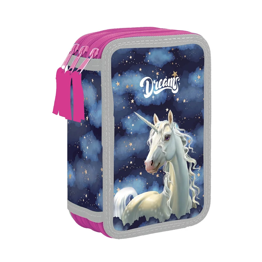 Trojposchodový peračník prázdny - Unicorn 1 Jednorožec 19,5cm