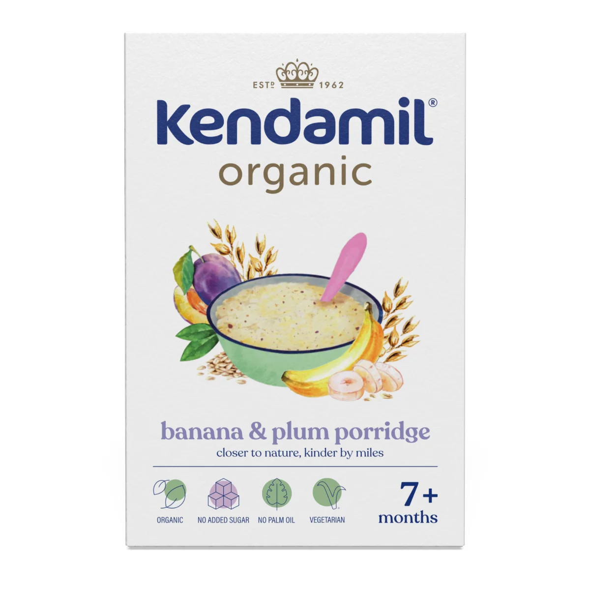Kendamil BIO Nemliečna kaša so slivkami a banánom 1×150 g, nemliečna kaša