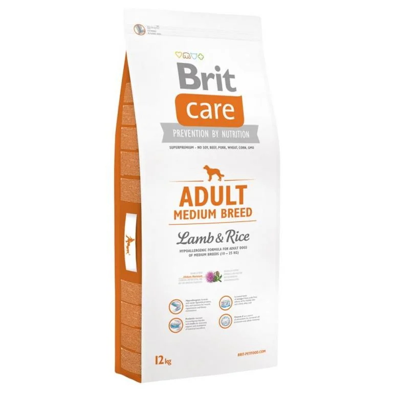 Brit Care dog Adult Medium Breed Lamb & Rice "Poškodený obal" 1×12 kg, psie granule s poškodeným obalom, chýba max 20% obsahu
