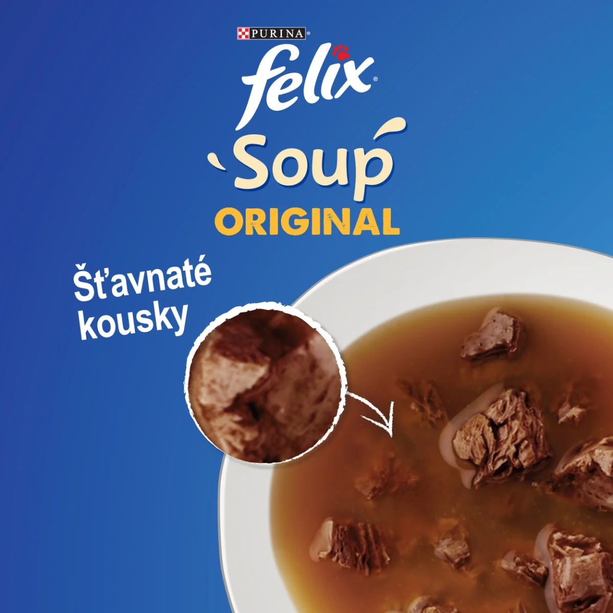 Felix Soup polievky pre mačky hovädzie, kura, jahňacie 6×48 g 6×48 g, polievky pre mačky