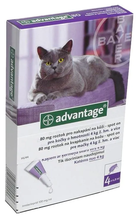 Advantage S.O. Antiparazitikum Mačka 4kg+ Fialovy 4×08ml