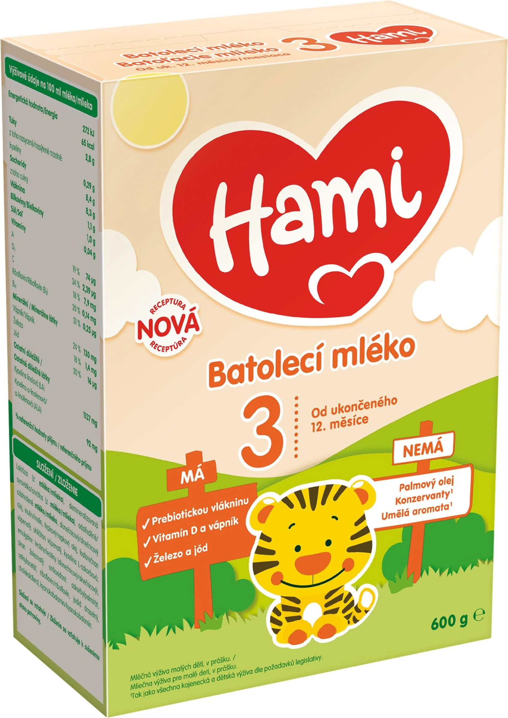Hami batoľacie mlieko 1×600 g, batoľacia mliečna výživa v prášku, 12m+