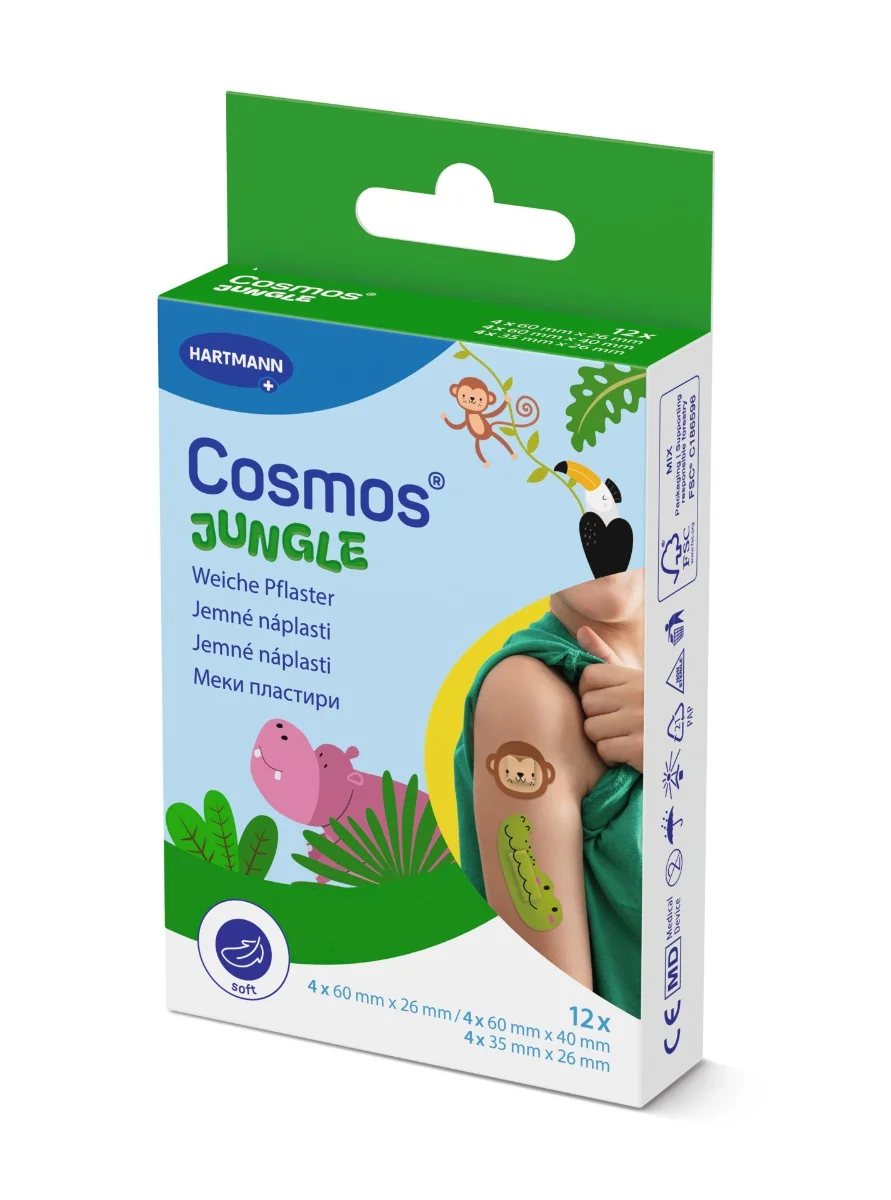 Cosmos Jungle náplasť v tvare zvieratiek, detská náplasť z netkanej textílie 12 ks