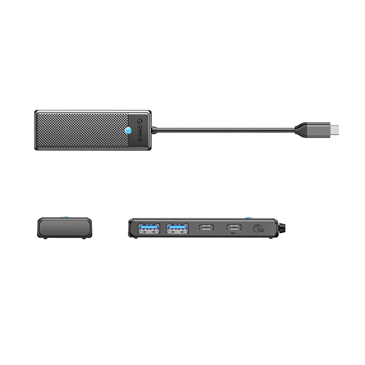 Orico PAPW2AC-C3 HUB adaptér USB-C - 2x USB 3.0 / 2x USB-C 3.0, čierny
