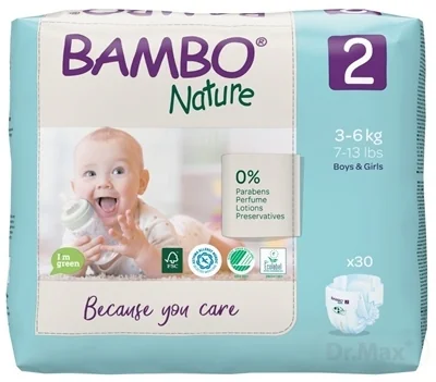 BAMBO 2 (3-6 kg) 1x30 ks, detské plienky priedušné, savosť 600 ml