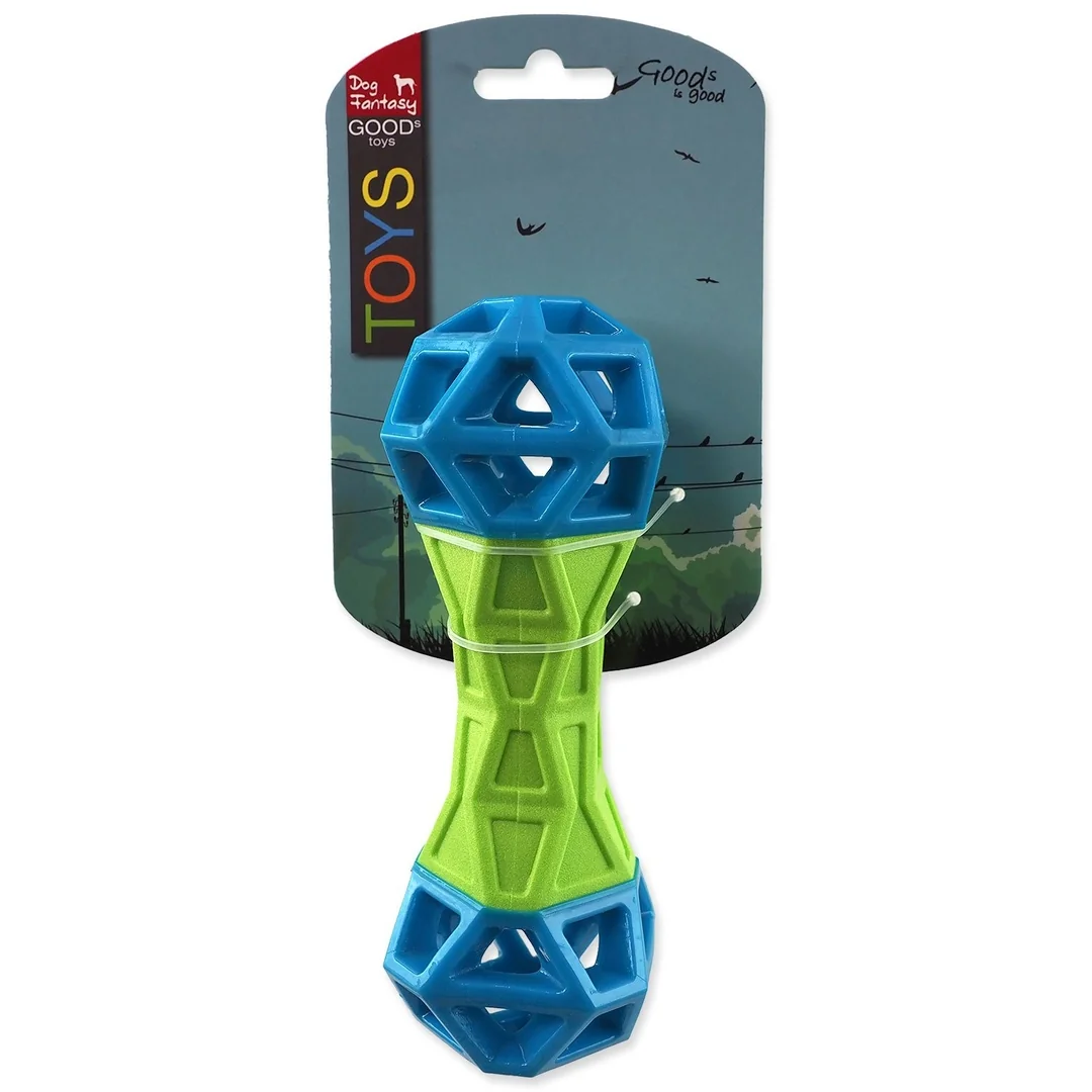 Hračka Dog Fantasy Kosť s geometrickými obrazcami pískacia zeleno-modrá 18x5,8x5,8cm