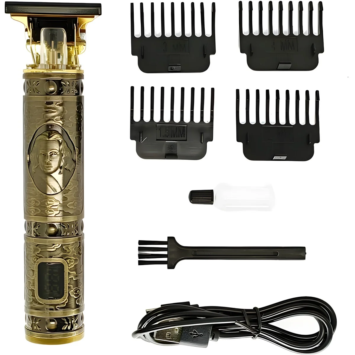 Elektrický strojček na vlasy s USB nabíjaním Beauty - Zlatohnedá