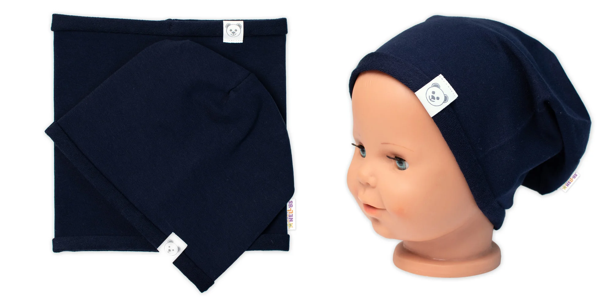 Čiapka s nákrčníkom bavlna, Little Bear, Baby Nellys, granátová