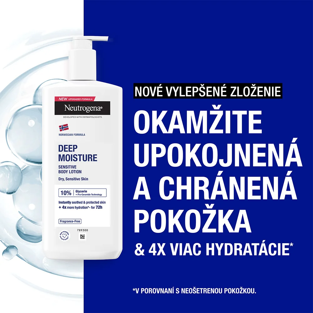 NEUTROGENA® Hĺbkovo hydratačné telové mlieko na citlivú pokožku s Nórskou receptúrou 1×400 ml, hydratačné telové mlieko