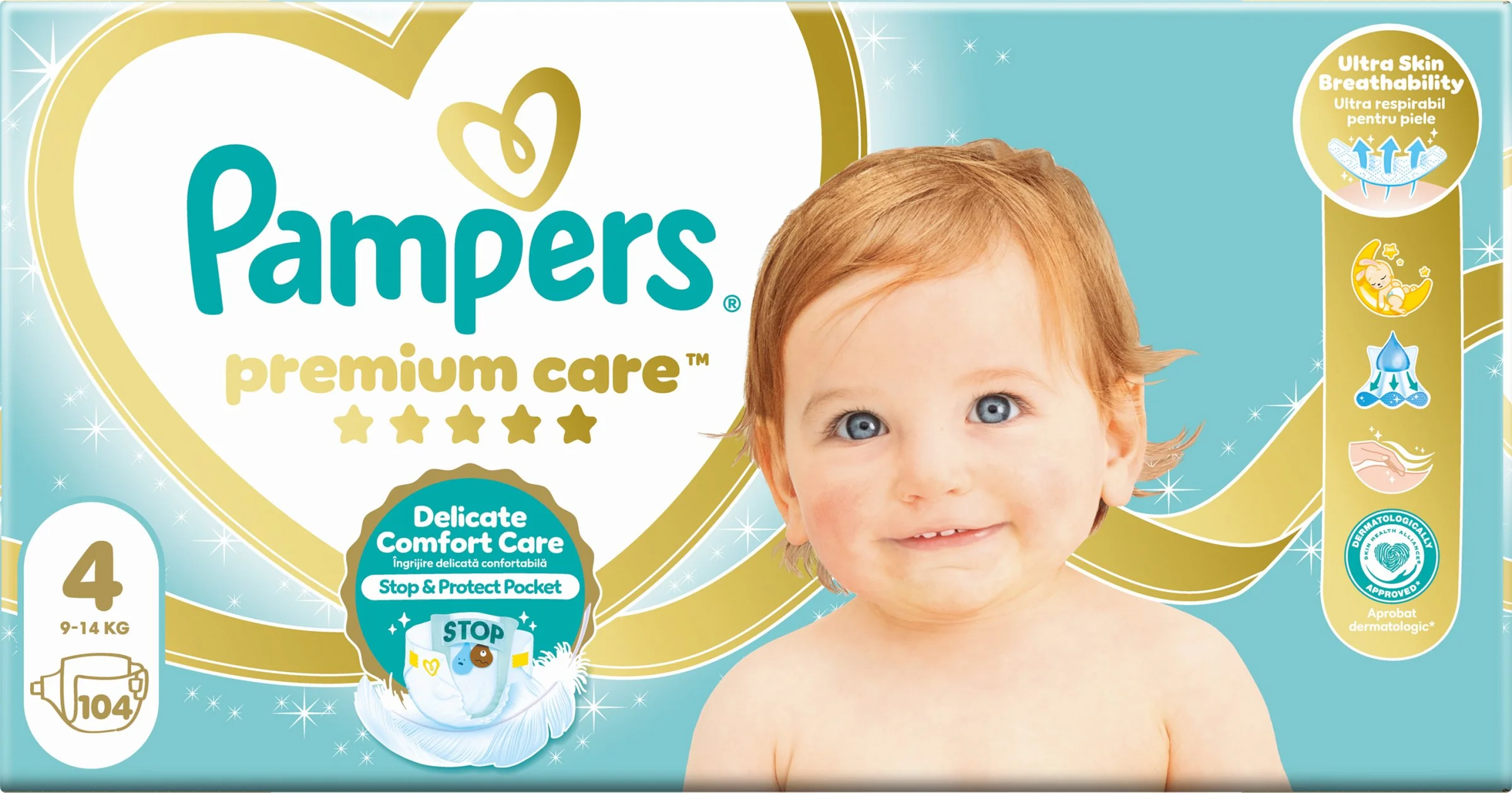 Pampers premium care 4 MAXI Mega box 1×104 ks, plienky