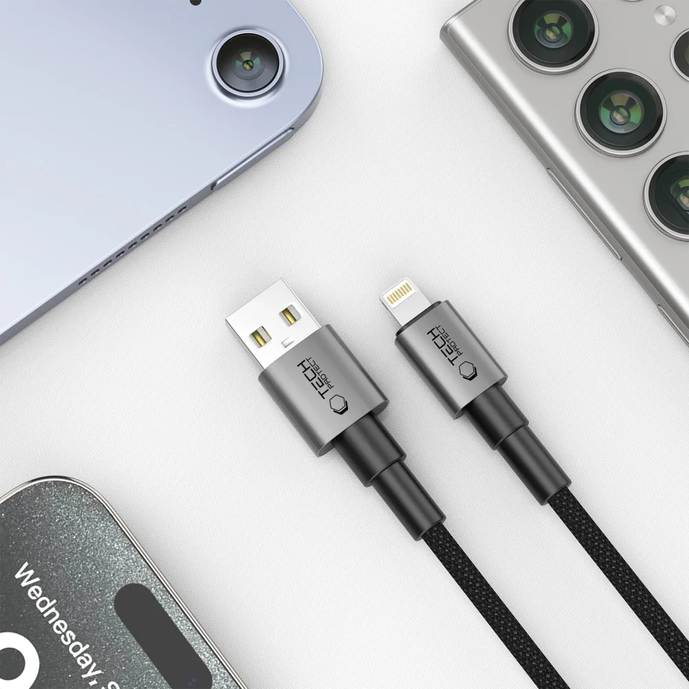 Tech-Protect Ultraboost DNA kábel USB-C / Lightning 12W / 2.4A 25cm, sivý ivý