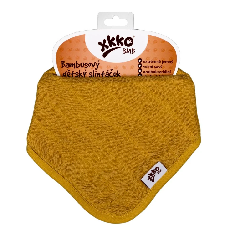 XKKO BMB detský bambusový slintáčik/šatka Honey Mustard