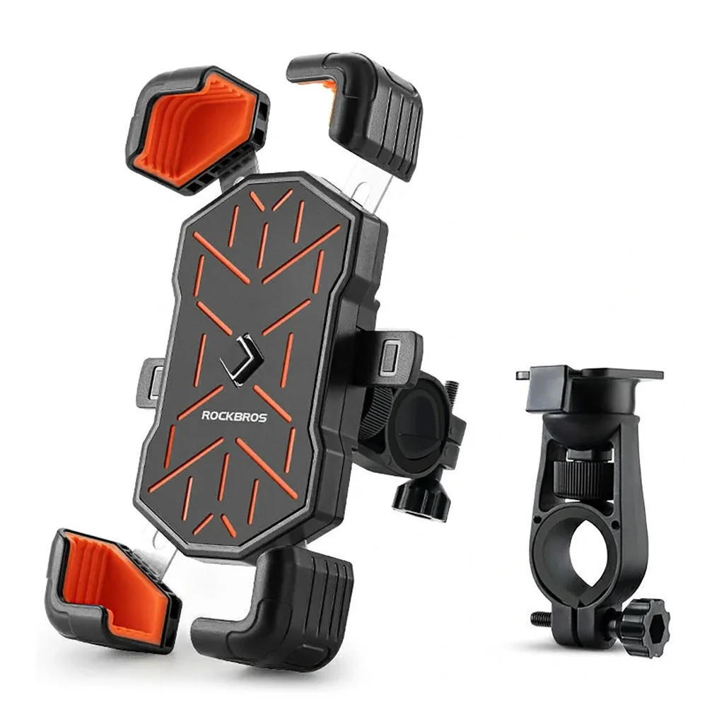 Rockbros HW-117 držiak na mobil na bicykel, čierny / oranžový