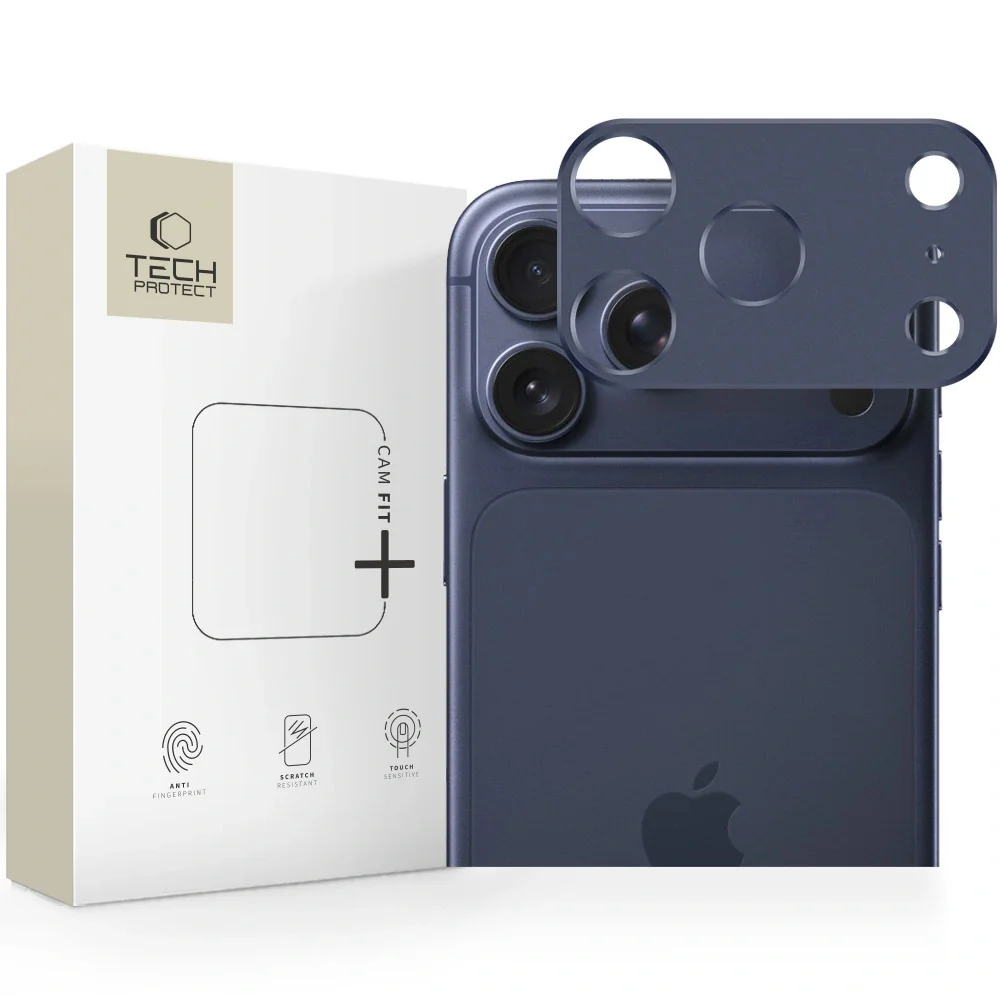 Tech-Protect CamAlloy Fit ochranné sklo na kameru na iPhone 17 Pro, modré dré