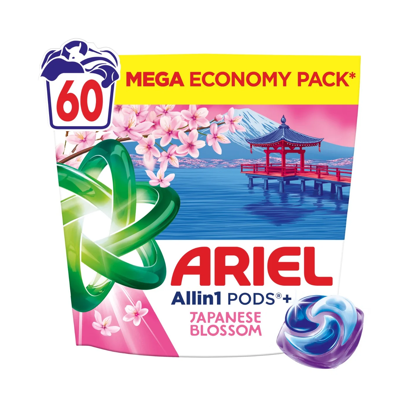 Ariel Allin1 PODS®, Pracie kapsuly, na 30 praní, s Tekutým Pracím Prostriedkom, Japanese Blossom 60 ks