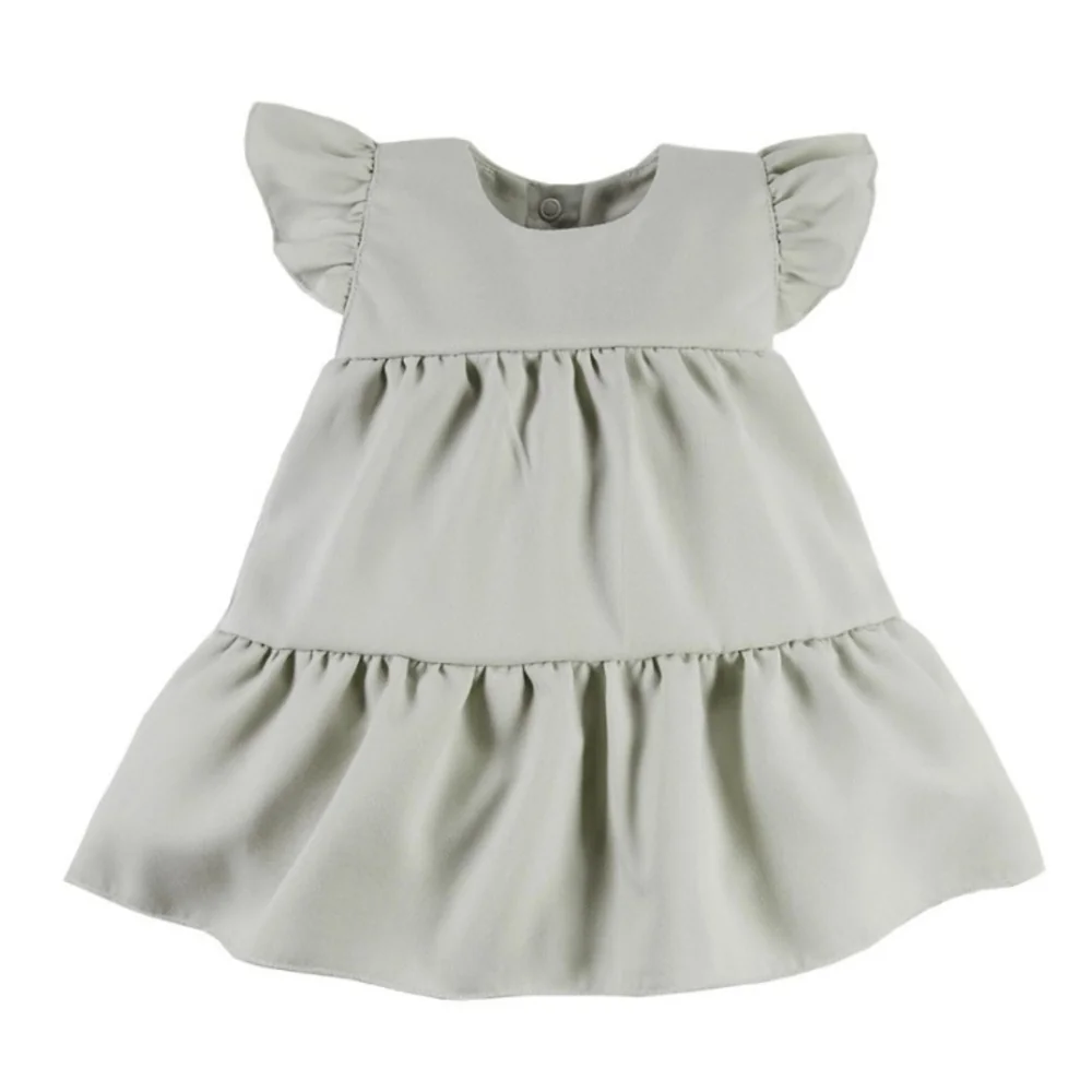EEVI Dievčenské šaty s volánikmi Nature - khaki, veľ. 86