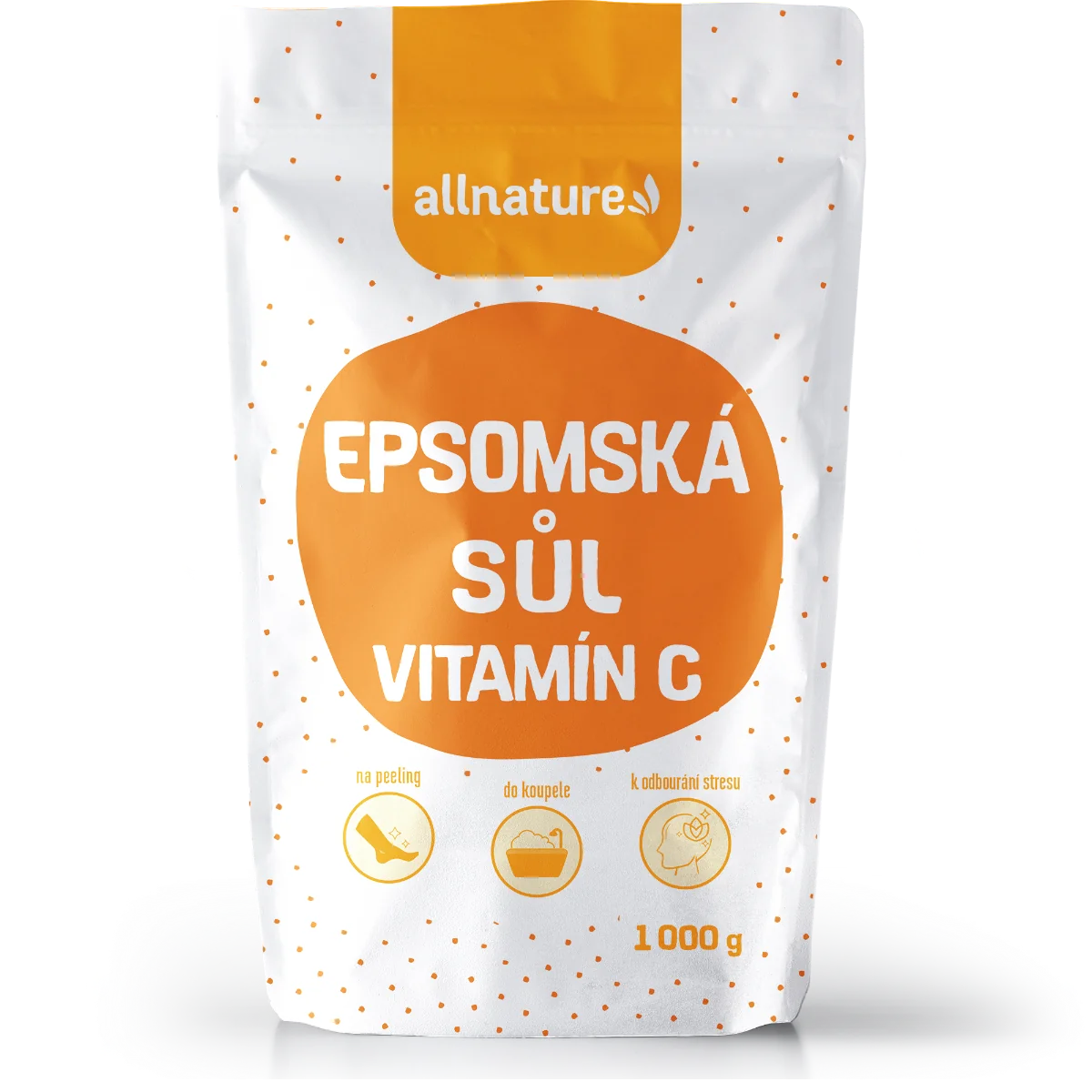 Allnature Epsomská Soľ Vitamín C 1000g 1×1000 g, epsomská soľ do kúpeľa