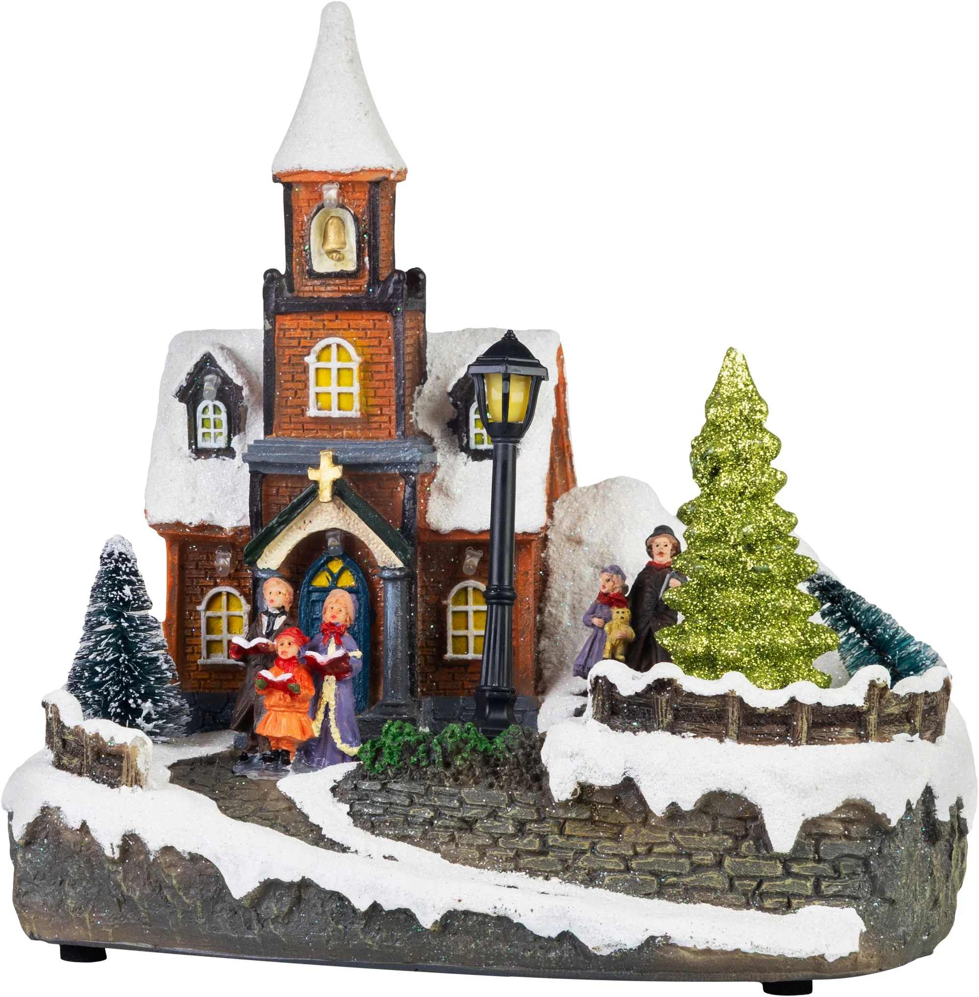 MagicHome vianočný LED kostol, 1 ks Plast, 1 LED teplá biela, 21x14.5x20.8 cm, 3xAA