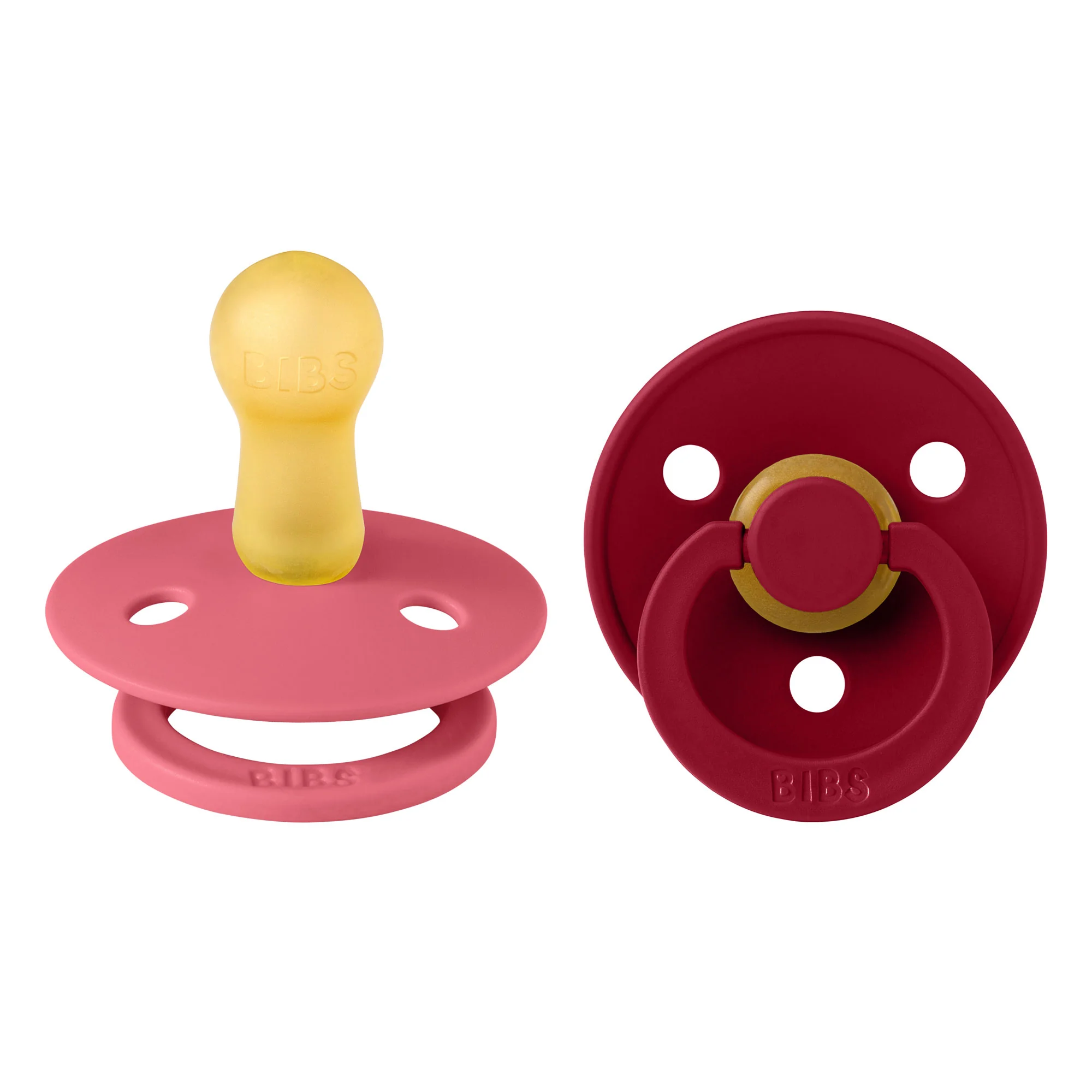 BIBS Colour cumlíky z prírodného kaučuku 2ks veľkosť 2 - Coral / Ruby