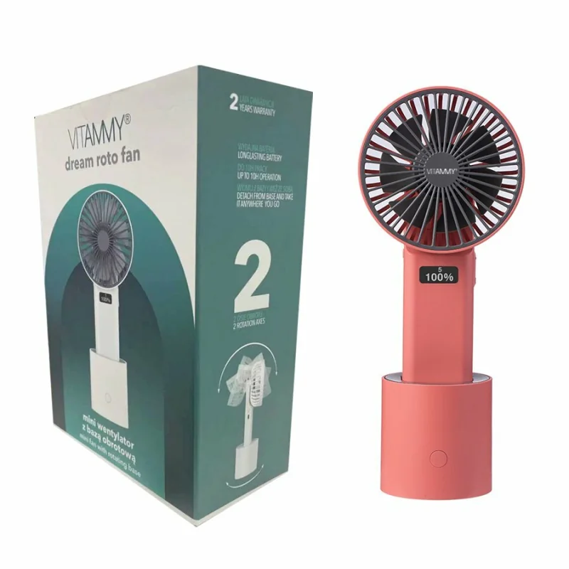 VITAMMY Dream Roto fan USB mini stolný ventilátor s otočnou základňou červená