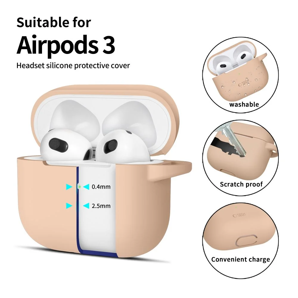 Tech-Protect Silicone Hook puzdro na Apple AirPods 3, hnedé