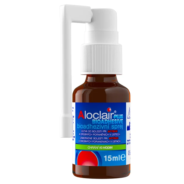 Aloclair PLUS BIOADHEZIVNY sprej pri aftách a drobných poraneniach úst 15 ml