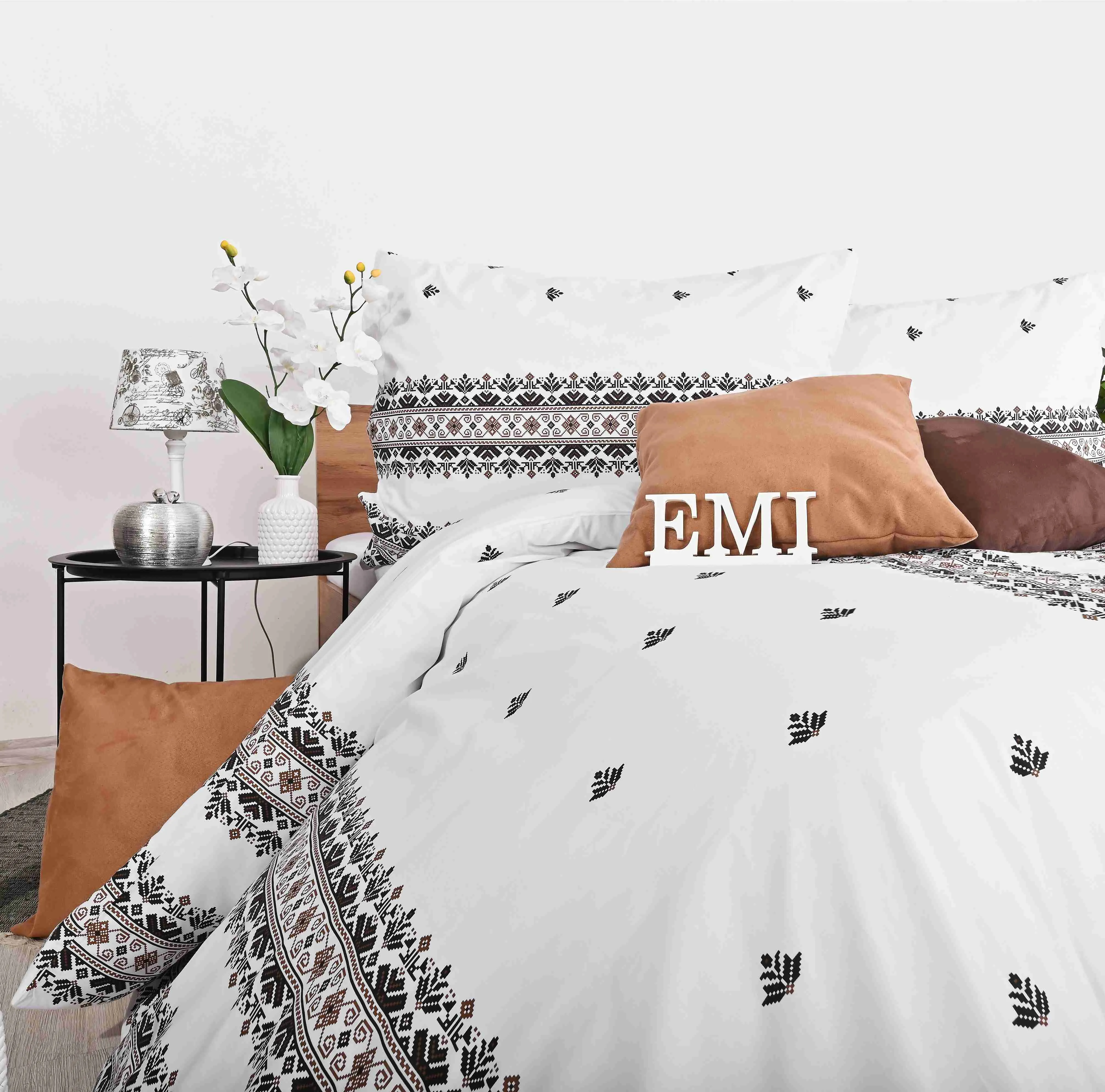 EMI posteľné obliečky bavlnené Dorota hnedé 1×1 set, posteľné obliečky