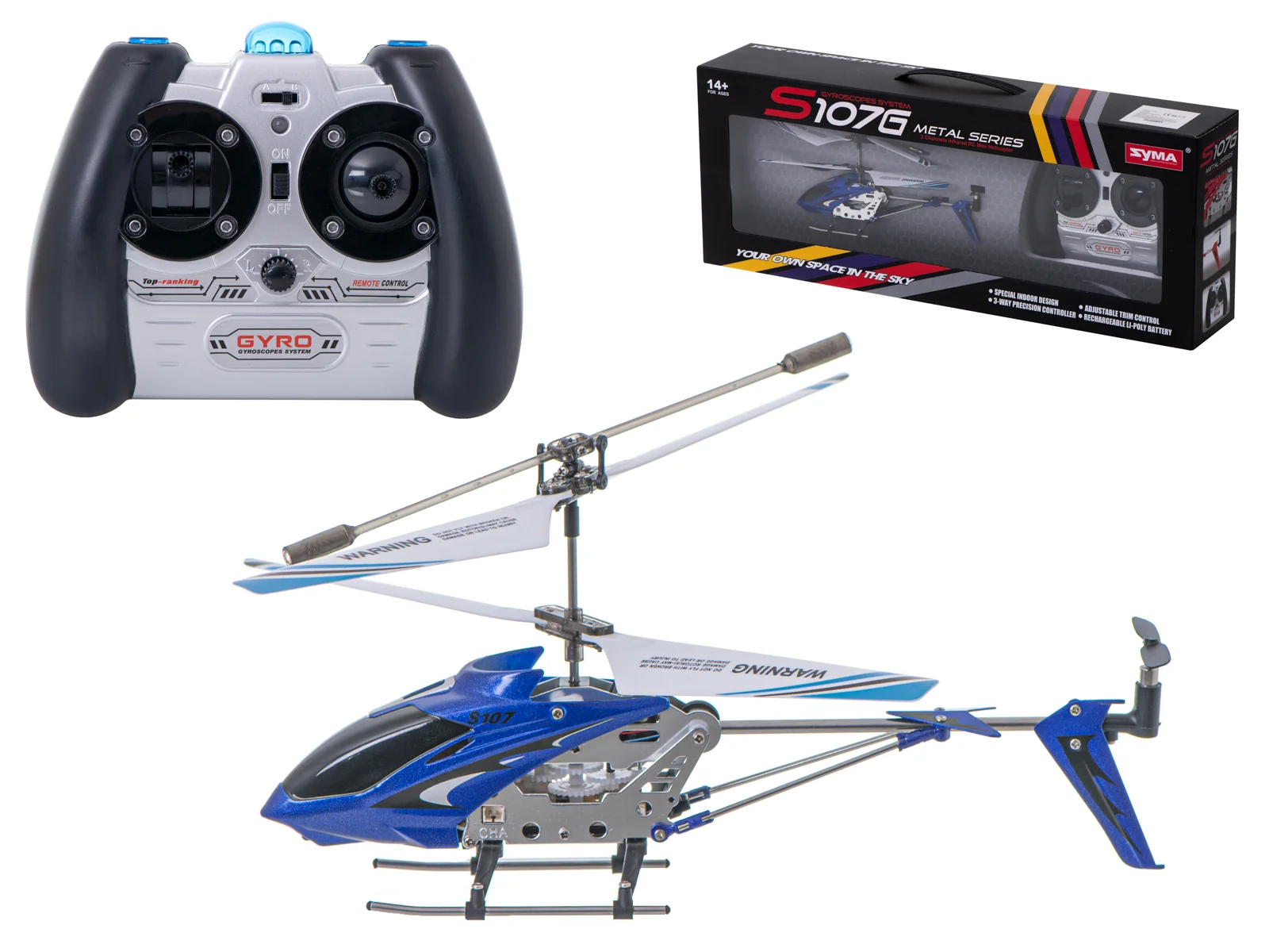 RC helikoptéra Syma – modrá, GYRO, kovová konštrukcia