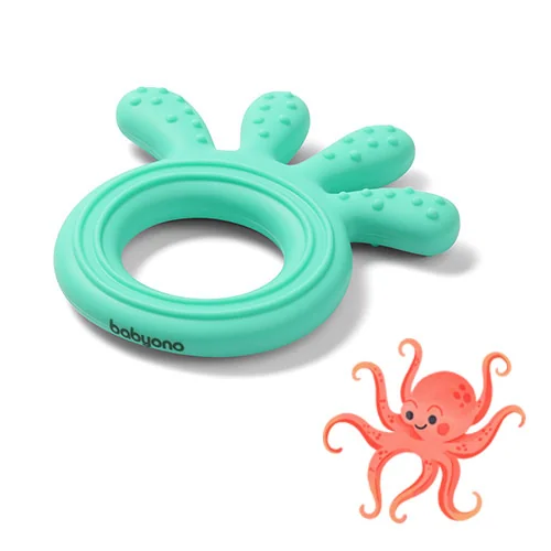 BABYONO Hryzačka silikónová Octopus mint 1×1 ks